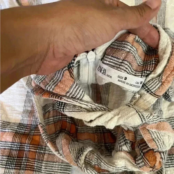 Zara kids plaid fall overalls size 9 jumpsuit - Picture 3 of 4